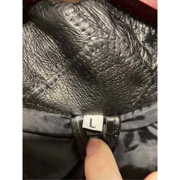 Leather jacket womans Large black biker Moto eagle god bless America NWT - Picture 8 of 12